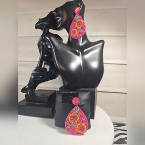 Colorful Beaded Teardrop Earrings